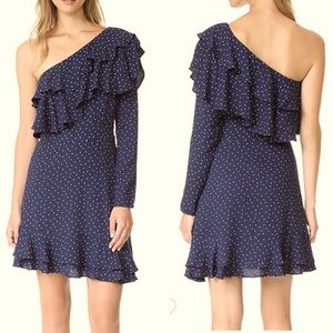 WAYF polka dot one shoulder dress